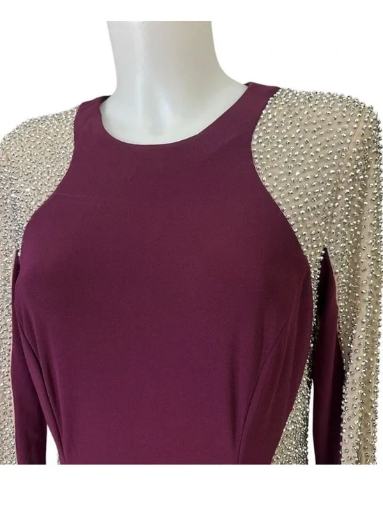 Xscape Evening Gown with Embellished Sleeves - Picture 3 of 10